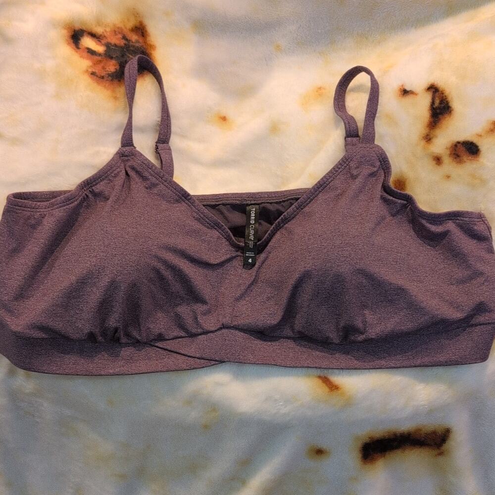 Torrid Curve Purple Solid Wireless Pullover Sports Bra Medium Support Size 4XL